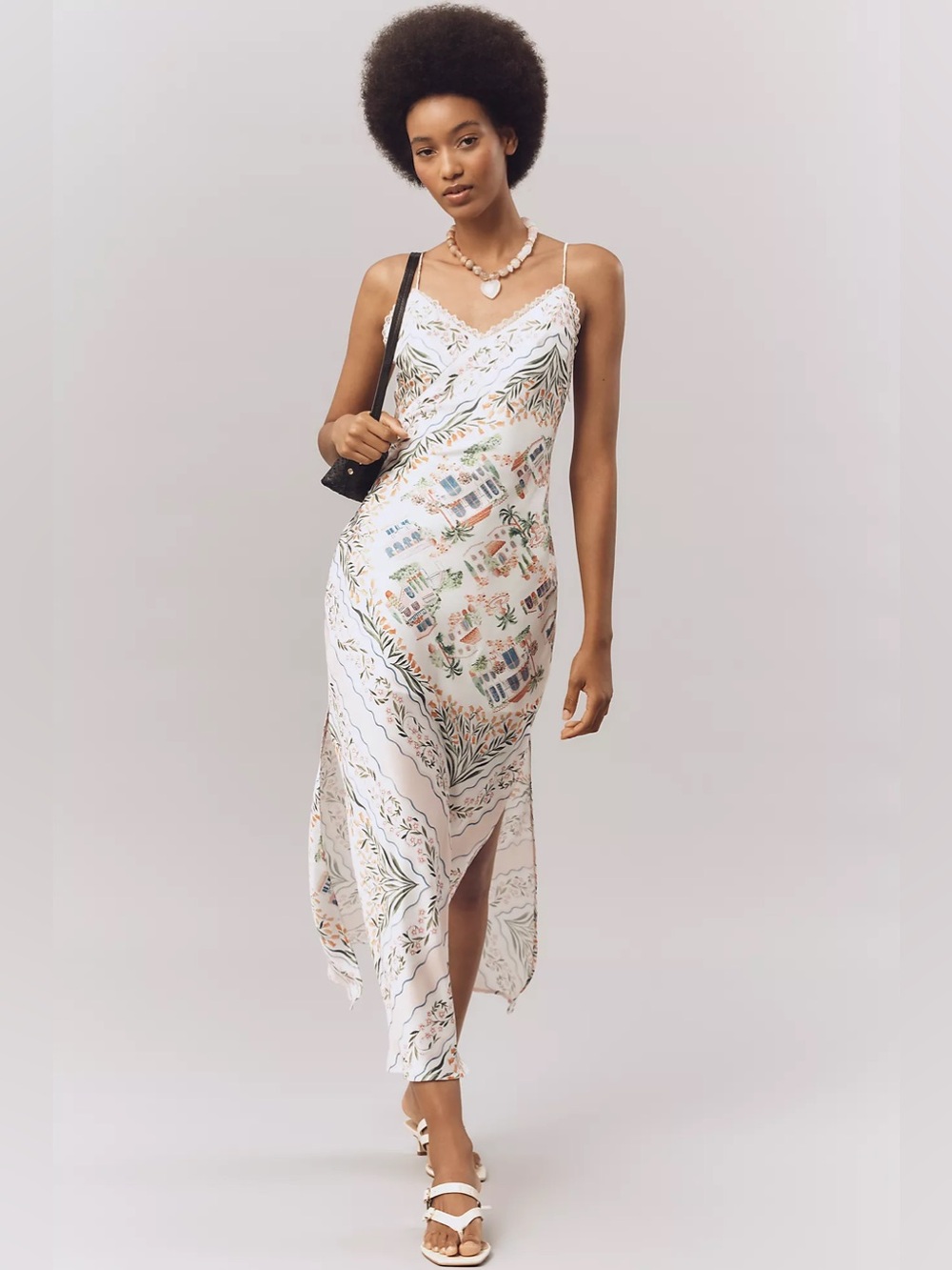 En Saison Alaia Sleeveless Slip Maxi Dress in ivory multicolor NWT Medium